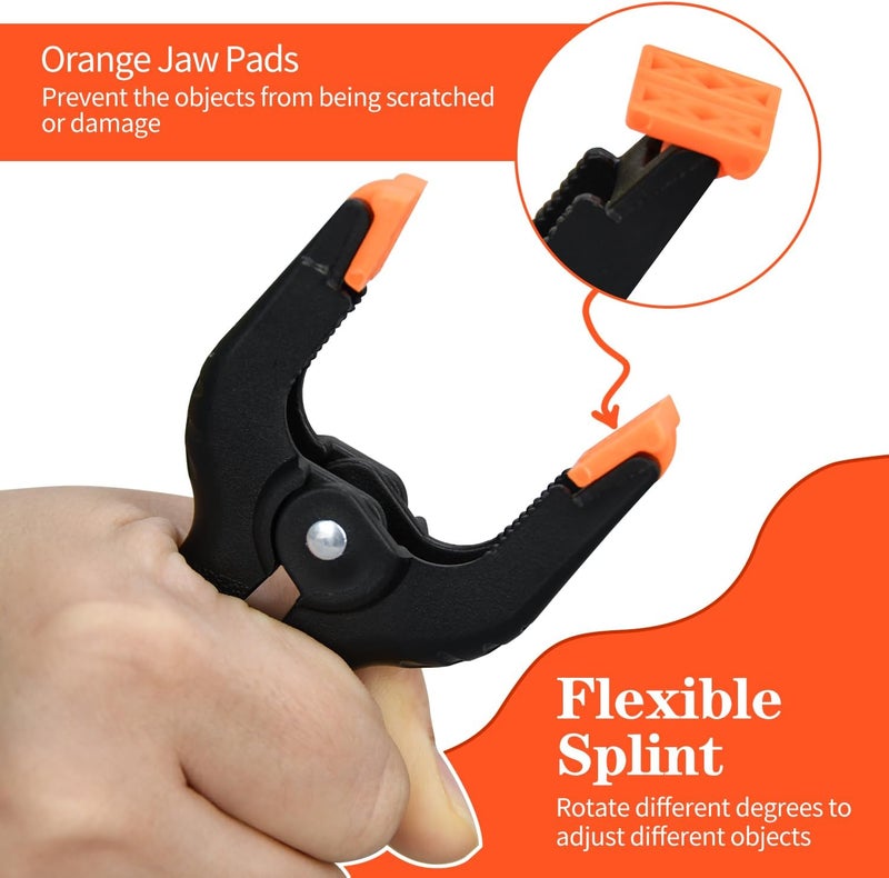 LFSEMINI 6 Inch Spring Clamps, 12 Pack Professional Plastic Spring Clamps, Heavy Duty Plastic Clamps for Crafts and Woodworking, Backdrop Clips Clamps for Backdrop Stand, Photography, Home Dec - Image 4